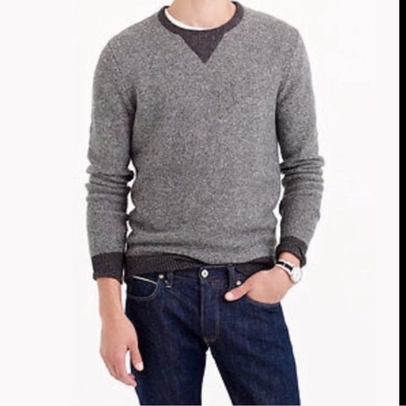 Men’s J.CREW 100% Wool Sweatshirt Sweater Crewneck Gray Pullover Knit Classic - Picture 10 of 10